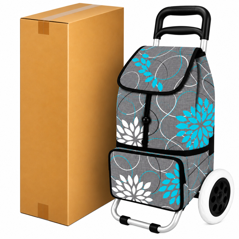 (image for) ST-02 Box Of 10 Grey Gold Blossom 2 Wheeler Trolley (New)